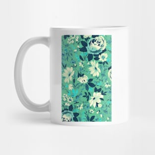 Vintage Beautiful Flower Blue Aqua Watercolor Abstract Pattern Turquoise Floral Mug